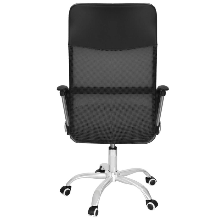 Scaun birou reglabil, ergonomic, cu spatar din microplasa respirabila si baza metalica cromata, 117x58x60 cm, negru [8]