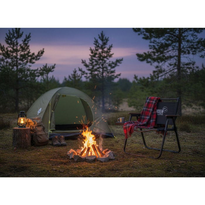 Scaun camping sau pescuit, pliabil cu suport pahar, cadru otel, maxim 120 kg, 52x43x67 cm, negru [3]