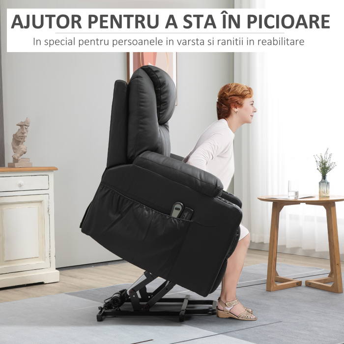  Scaun cu Ridicare Electrica, Masaj si tapitarie din PU [4]