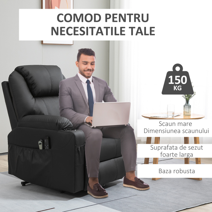  Scaun cu Ridicare Electrica, Masaj si tapitarie din PU [7]