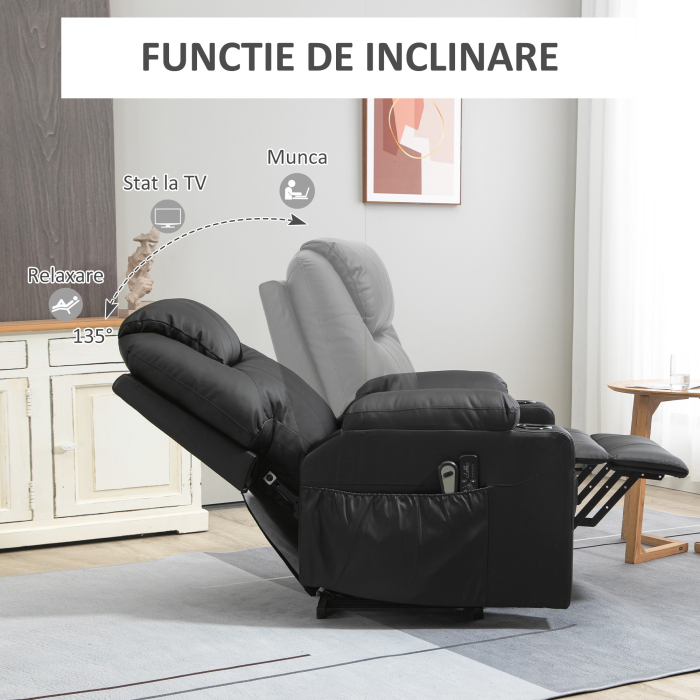  Scaun cu Ridicare Electrica, Masaj si tapitarie din PU [5]
