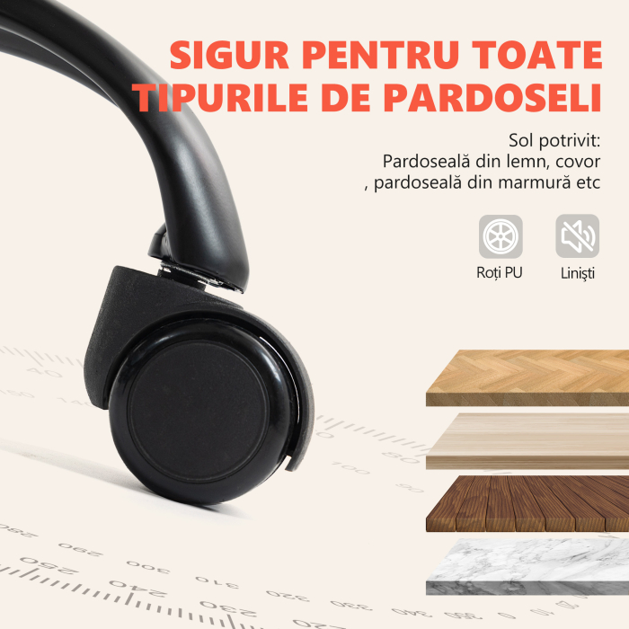 Scaun de birou  cu masaj in 6 puncte, functie de incalzire, rabatabil la 135° din piele sintetica, cu suport pentru picioare, brate captusite, spatar inalt, gri deschis [9]