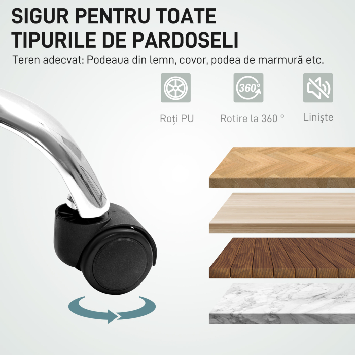  Scaun de Birou cu Masaj prin Vibratii, Spatar inalt si inaltime Reglabila, 66x64x113-121 cm, Negru [8]