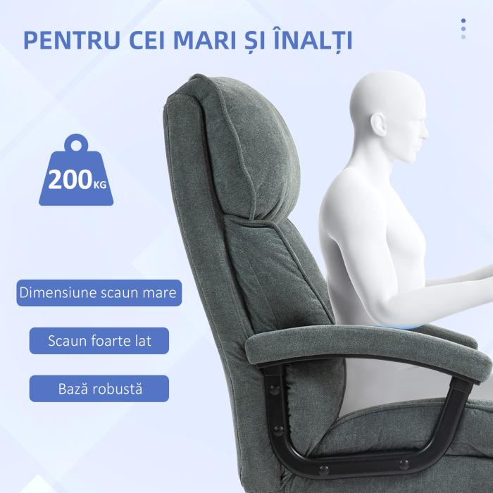  Scaun de Birou cu Spatar inalt si inaltime Reglabila, 68,5x79x117-125 cm, Gri [4]