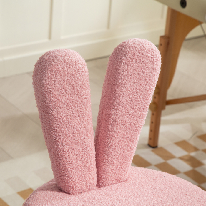  Scaun de Birou cu Urechi de Iepure, inaltime Reglabila si Acoperit cu Plus Teddy Roz, 53x53x70-84 cm [9]
