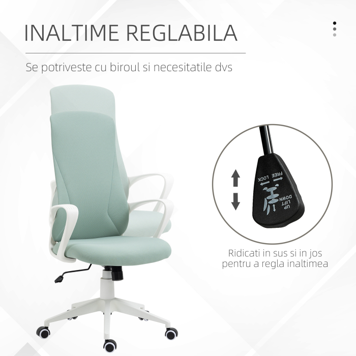  Scaun de birou ergonomic, cu inaltime ajustabila si balans, 62x56x110-119,5 cm, verde [4]