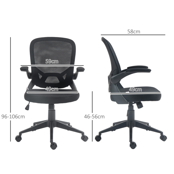  Scaun de birou ergonomic cu inaltime reglabila, brate rabatabile si material textil tip plasa, negru [3]
