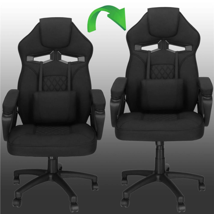 Scaun de birou ergonomic cu reglaj pe inaltime, functie de balans si perna lombara, 59x52x125 cm, negru [19]