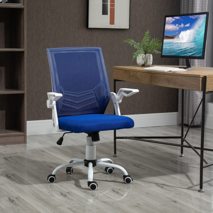  Scaun de Birou Ergonomic cu Suport Lombar din Tesatura Albastra [2]