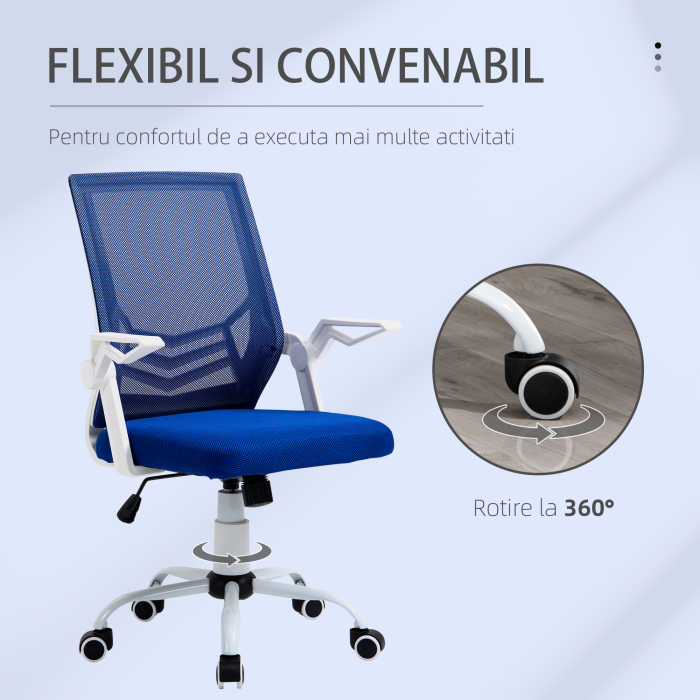  Scaun de Birou Ergonomic cu Suport Lombar din Tesatura Albastra [8]