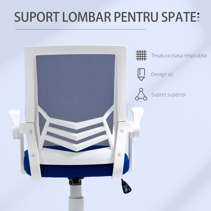  Scaun de Birou Ergonomic cu Suport Lombar din Tesatura Albastra [7]