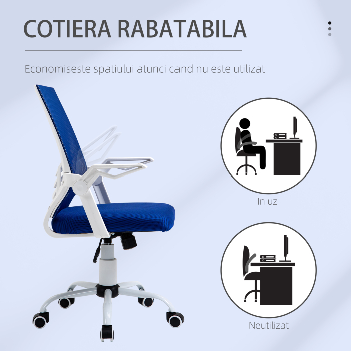  Scaun de Birou Ergonomic cu Suport Lombar din Tesatura Albastra [6]