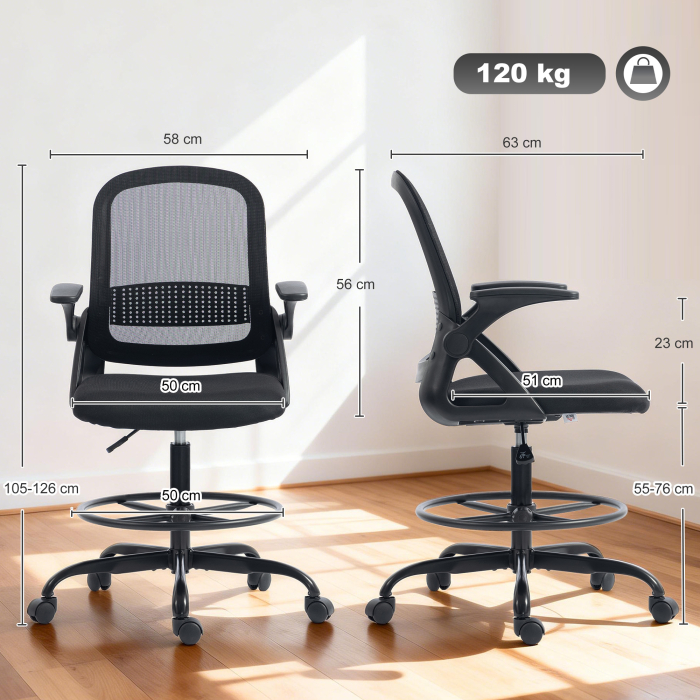  Scaun de birou ergonomic, inaltime reglabila, negru [3]
