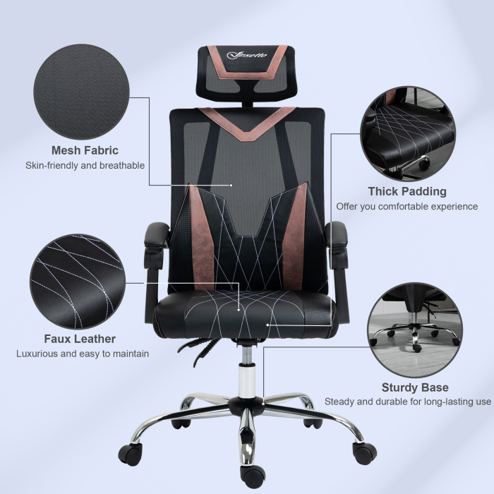  Scaun de Birou Ergonomic inclinabil cu Suport Lombar si Cervical [8]
