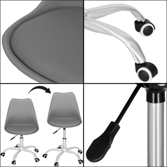 Scaun de birou ergonomic, piele ecologica, 150kg, baza otel, gri [8]