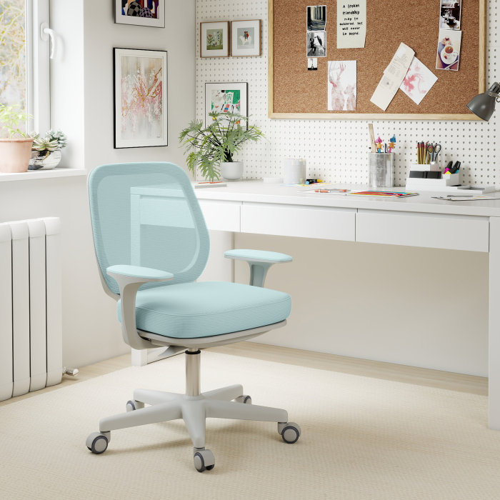  Scaun de Birou Ergonomic, Reglabil pe inaltime cu Spatar Respirabil, 55x48x82.5-94.5 cm, Verde Deschis [8]