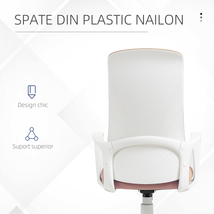  Scaun de birou ergonomic si captusit, cu inaltime ajustabila si balans, 62x56x110-119,5 cm, roz [6]