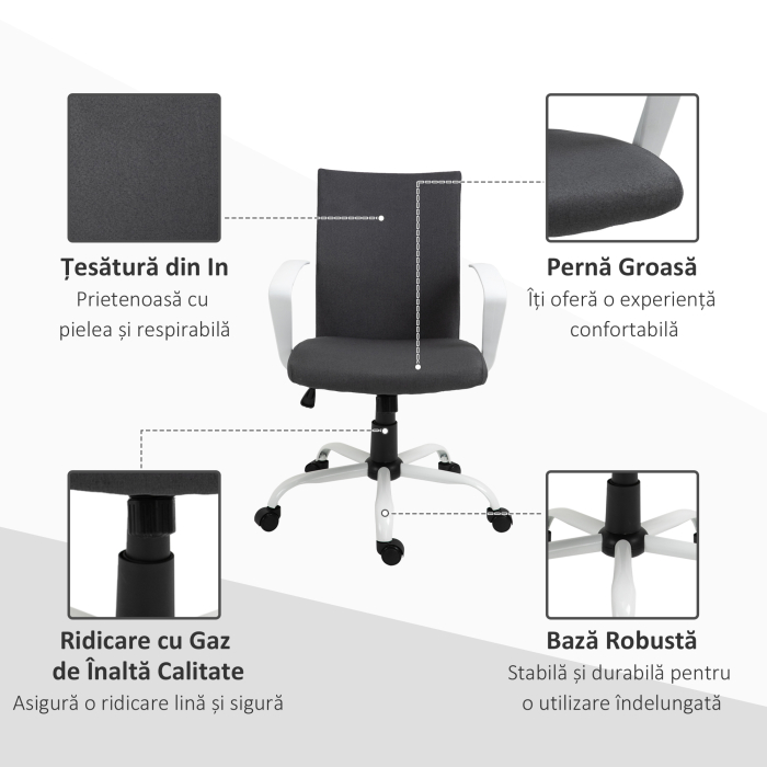  Scaun de Birou Ergonomic si Pivotant pentru Birou, Gri inchis [7]