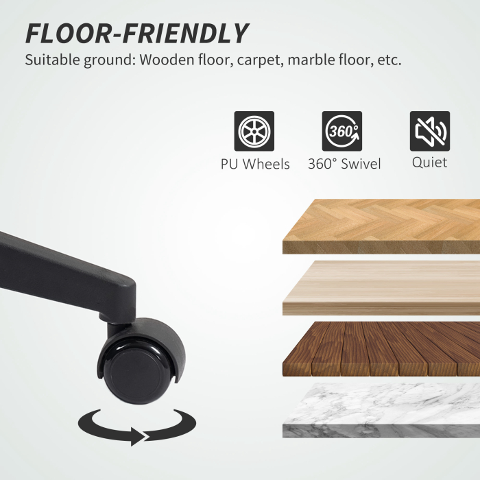  Scaun de Birou Ergonomic si Reglabil cu Spatar Curbat, din Piele PU si Otel, 58x53x97-107 cm, Negru [8]