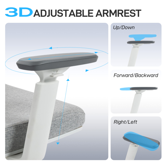  Scaun de Birou Ergonomic si Respirabil cu Suport Lombar Dinamic 4D, 64.5x62.5x112-122 cm, Multicolor [6]
