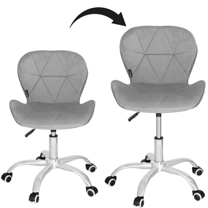 Scaun de birou ergonomic, tapitat cu catifea, 120kg, gri [14]