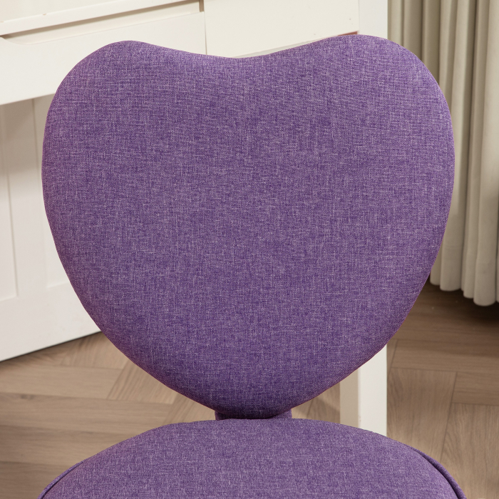  Scaun de Birou in Forma de Inima cu 5 Rotile Pivotante si inaltime Reglabila, 40x50x79-89 cm, Violet [8]