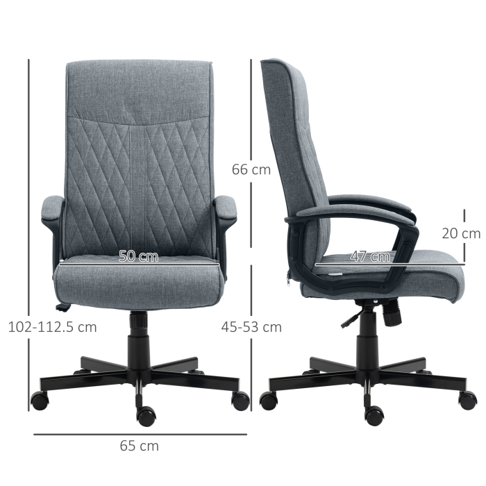  Scaun de birou pentru casa cu spatar inalt, pivotant la 360 de grade, inaltime si inclinare reglabila, gri inchis [3]
