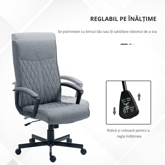  Scaun de birou pentru casa cu spatar inalt, pivotant la 360 de grade, inaltime si inclinare reglabila, gri inchis [4]
