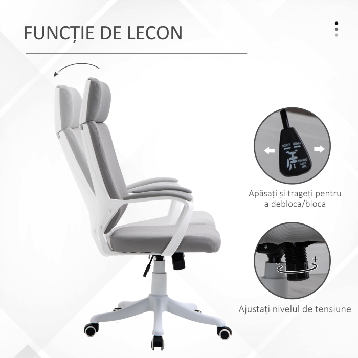  Scaun de Birou Pivotant Inaltime Reglabila Tetiera si Balansoar Gri [5]