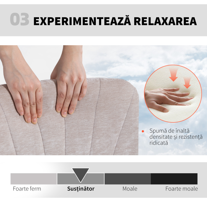  Scaun de Birou Reglabil, inclinabil si Rotativ, din tesatura Chenille si Otel, 62x67x83-93 cm, Bej [6]