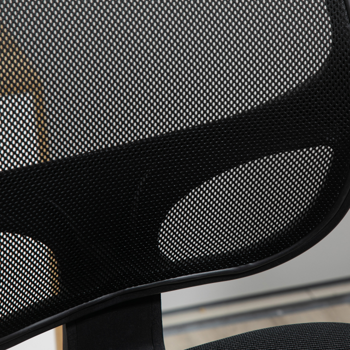  Scaun de birou reglabil pe inaltime cu cotiere, roti pivotante si scaun captusit cu cauciuc spuma, 60x56x110-132cm, negru [9]