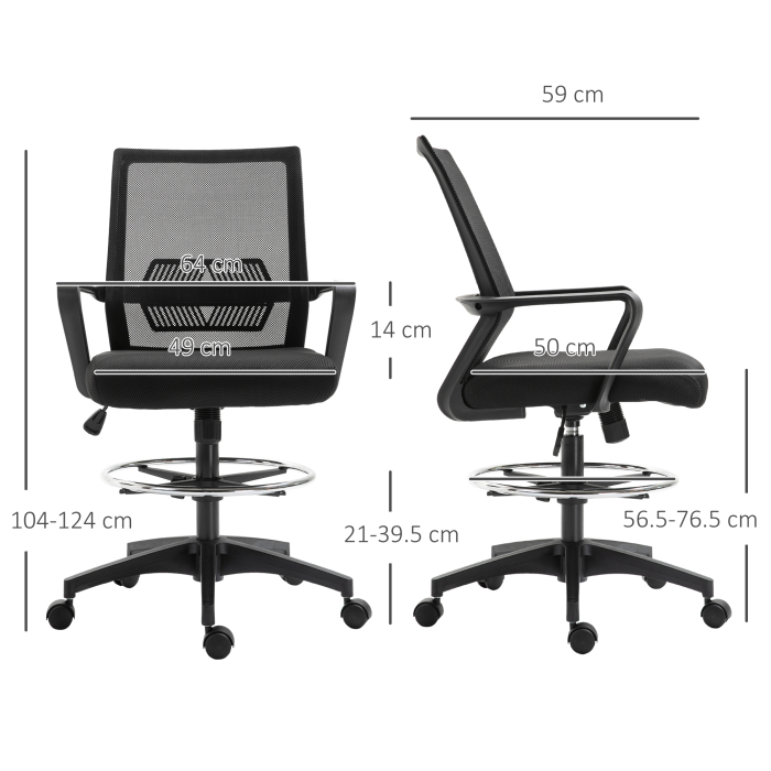  Scaun de Birou Reglabil pe inaltime cu Suport pentru Picioare, Negru [3]