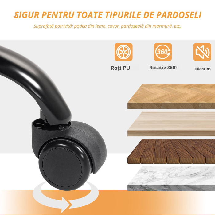  Scaun de Birou Reglabil pe inaltime si Reclinabil pana la 135°, din Piele PU Neagra, 65x76x113-121 cm [4]