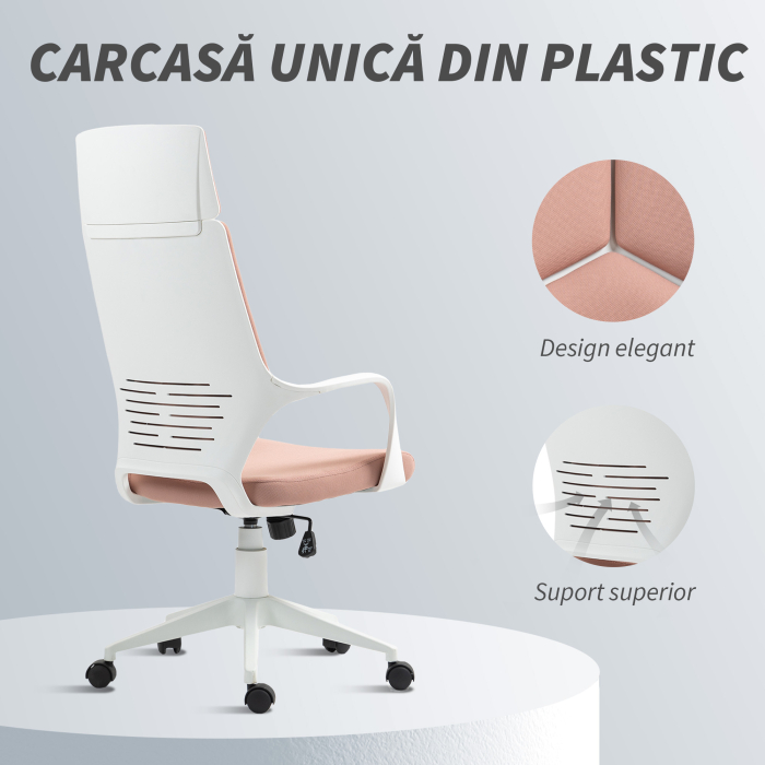  Scaun de Birou sau Gaming din tesatura cu Spatar inalt, Roz [8]