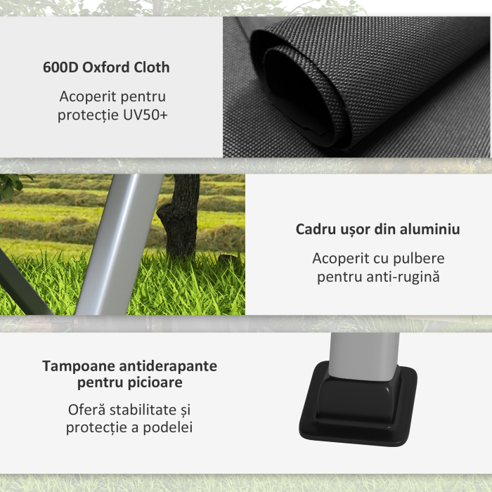 Scaun de Camping Pliabil cu Spatar Reglabil, Negru [7]