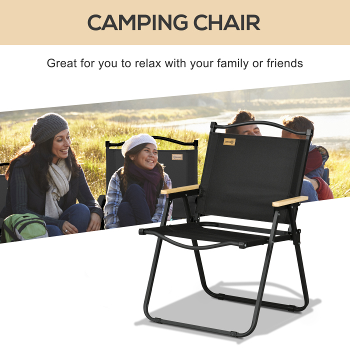  Scaun de Camping si Plaja Pliabil cu Cotiere, 54x59x78 cm, Negru [4]