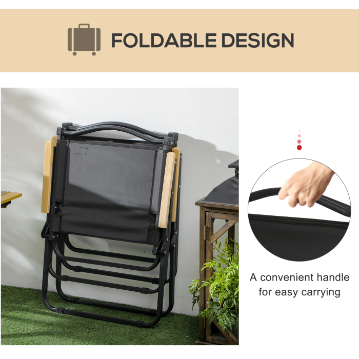  Scaun de Camping si Plaja Pliabil cu Cotiere, 54x59x78 cm, Negru [5]