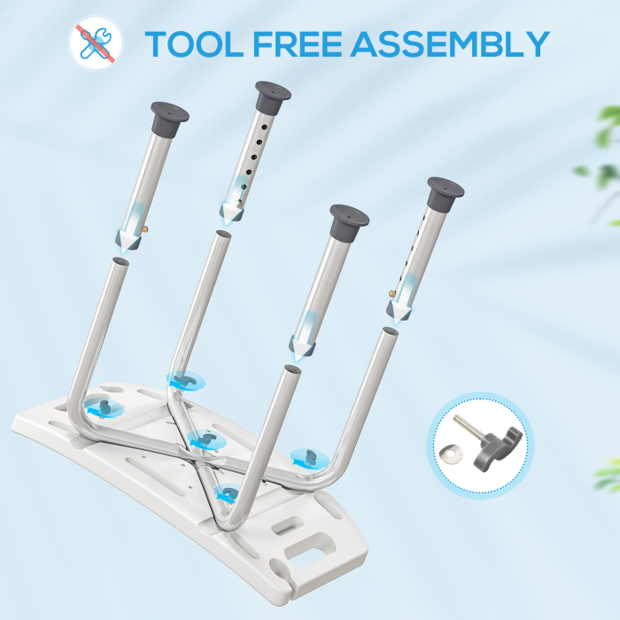  Scaun de Dus din Aluminiu si Plastic Antialunecare, inaltime Reglabila 6 Niveluri 39-52cm, Gri [6]