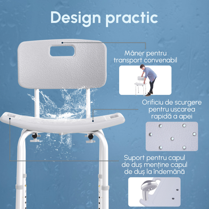  Scaun de dus din Aluminiu si Plastic, Inaltime reglabila 8 Niveluri [8]