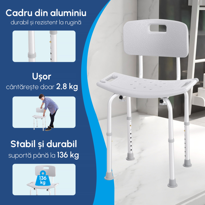  Scaun de dus din Aluminiu si Plastic, Inaltime reglabila 8 Niveluri [4]