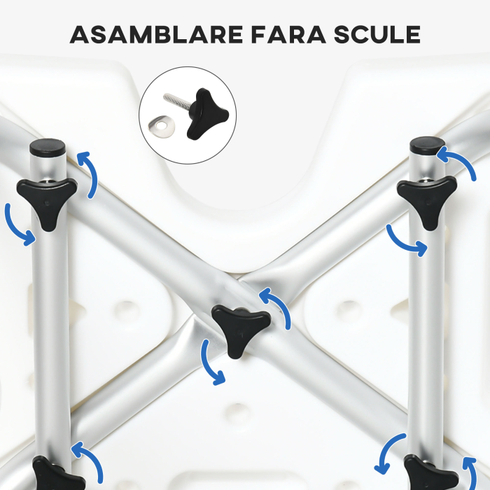  Scaun de dus pentru persoane in varsta, scaun de dus reglabil pe inaltime cu spatar si brate captusite, ventuze pentru picioare, alb [6]