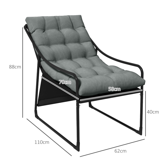  Scaun de Gradina cu Perna Groasa, Canapea Mobilier [3]