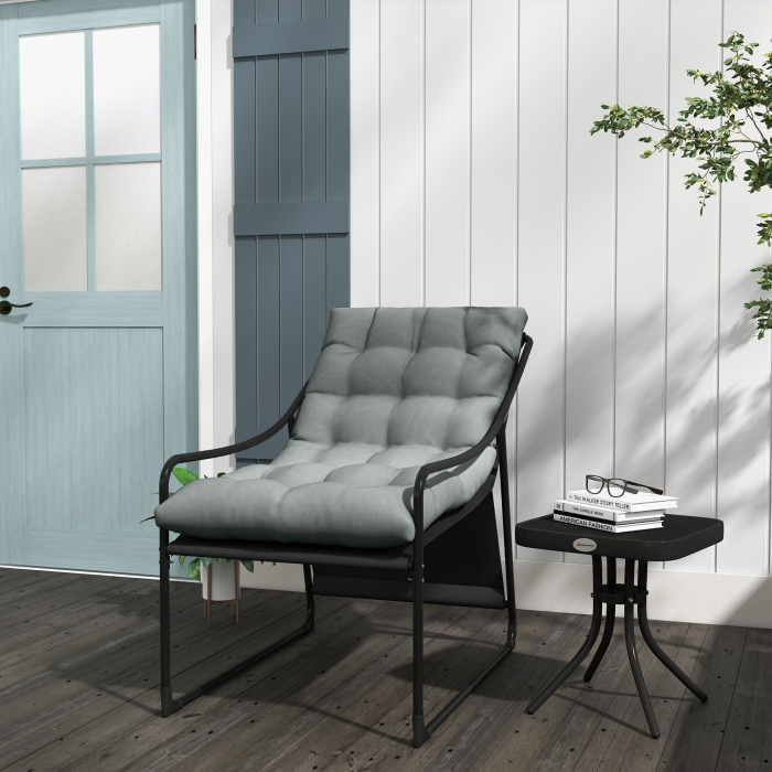  Scaun de Gradina cu Perna Groasa, Canapea Mobilier [2]
