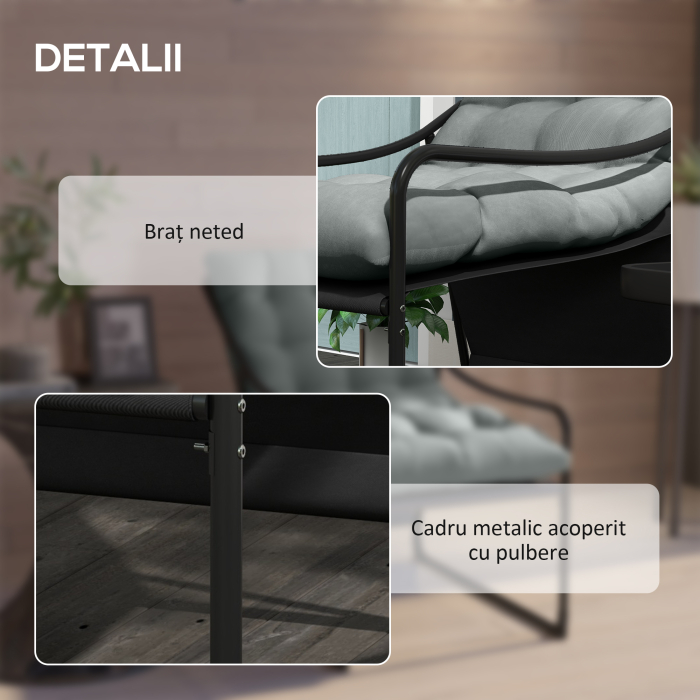  Scaun de Gradina cu Perna Groasa, Canapea Mobilier [5]