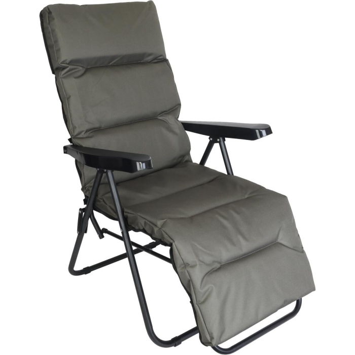 Scaun de gradina cu perna, reglaj pe pozitii, cadru metalic pliabil, 57x83x106 cm, gri [9]