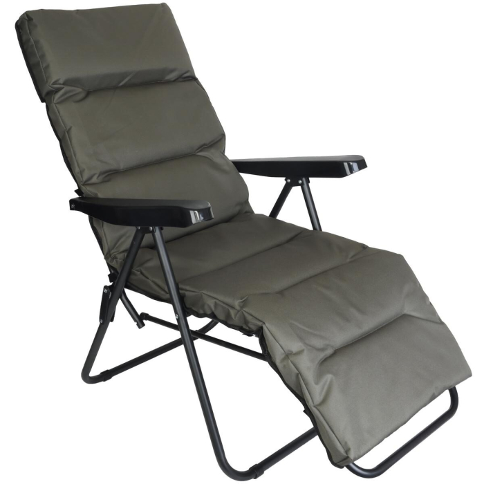 Scaun de gradina cu perna, reglaj pe pozitii, cadru metalic pliabil, 57x83x106 cm, gri [1]