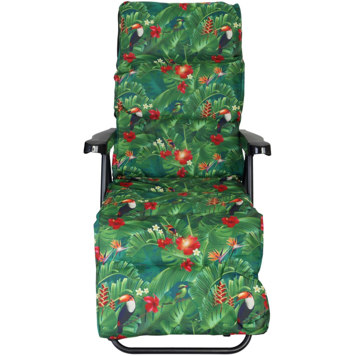 Scaun de gradina cu perna, reglaj pe pozitii, cadru metalic pliabil, 57x83x106 cm, multicolor [4]