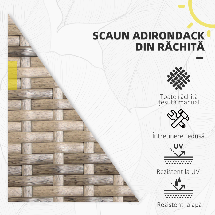  Scaun de Gradina din Ratan, Scaun de Exterior cu Cotiere, Perne si Spatar inalt Curbat, 64x80x90 cm, Gri [4]