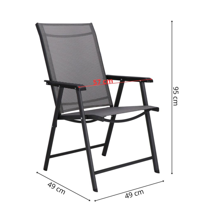 Scaun de gradina metalic, pliabil, 95x57x66cm, maxim 150kg, gri [23]