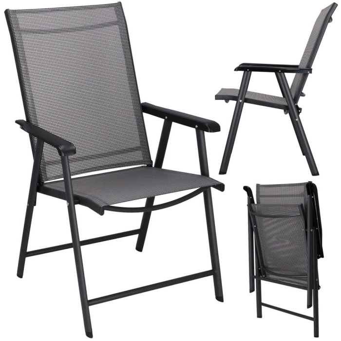 Scaun de gradina metalic, pliabil, 95x57x66cm, maxim 150kg, gri [6]